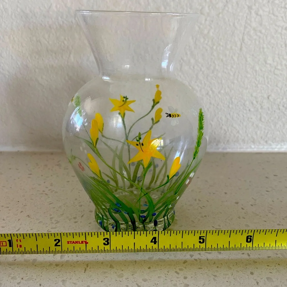 🖤Hand painted‎ vase Vtg